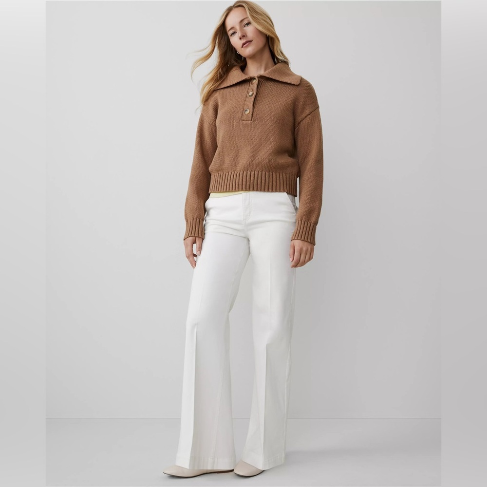 NWT Ann Taylor Weekend Collection Wide Leg Trouser Jean in Sateen